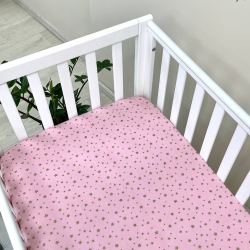 Protecție saltea pentru pătuț bebeluși din bumbac, 120 x 60 cm, cu steluțe aurii